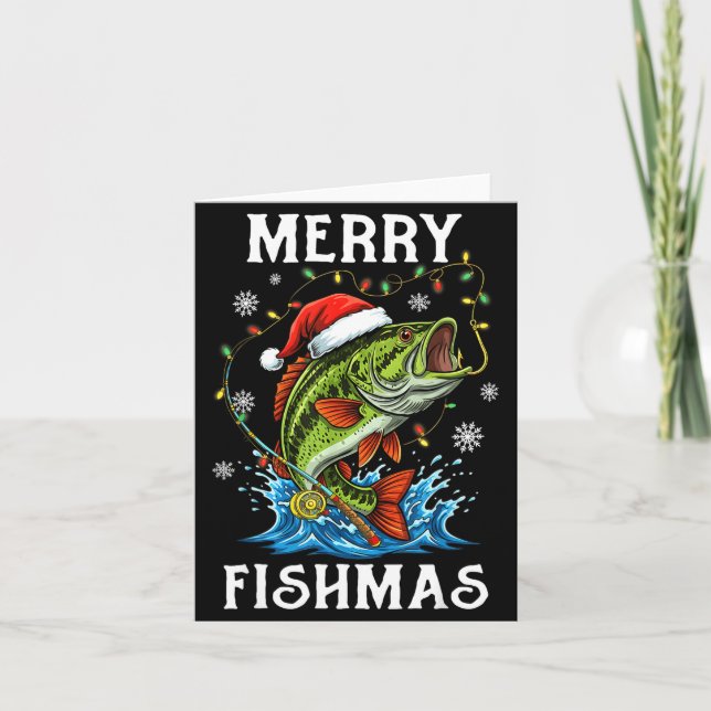 Merry Fishmas Santa Fishing Lovers Funny Fisherman Kort (Framsida)