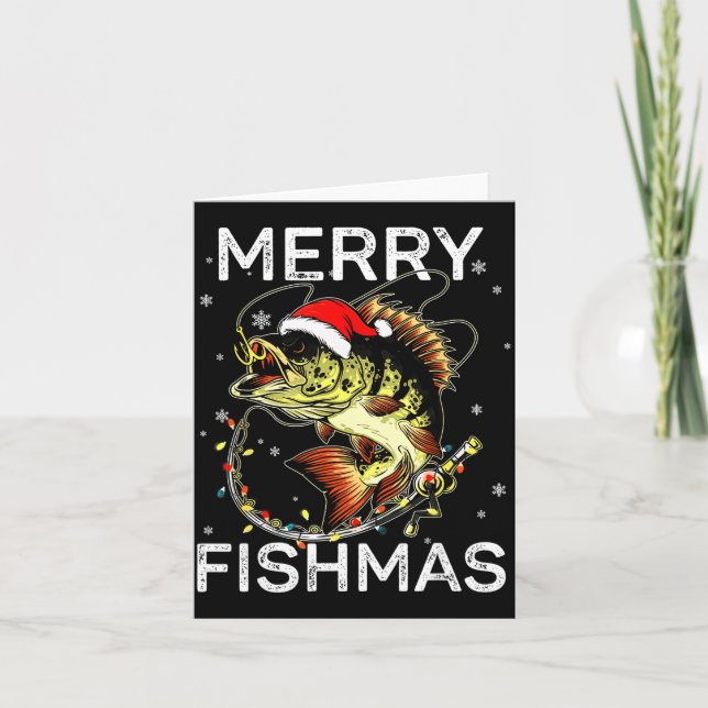 Merry Fishmas Santa Fishing Lovers Funny Fisherman Kort (Framsida)