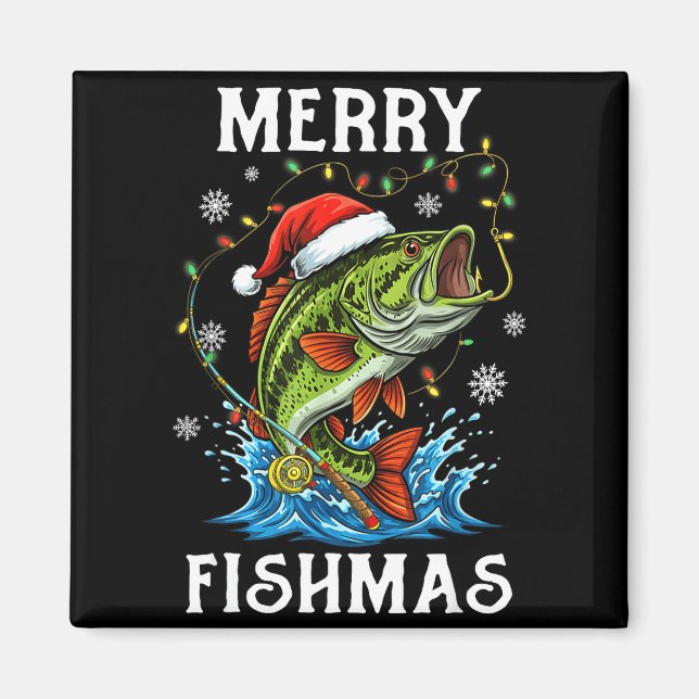 Merry Fishmas Santa Fishing Lovers Funny Fisherman Magnet (Framsidan)