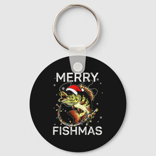 Merry Fishmas Santa Fishing Lovers Funny Fisherman Nyckelring (Framsida)
