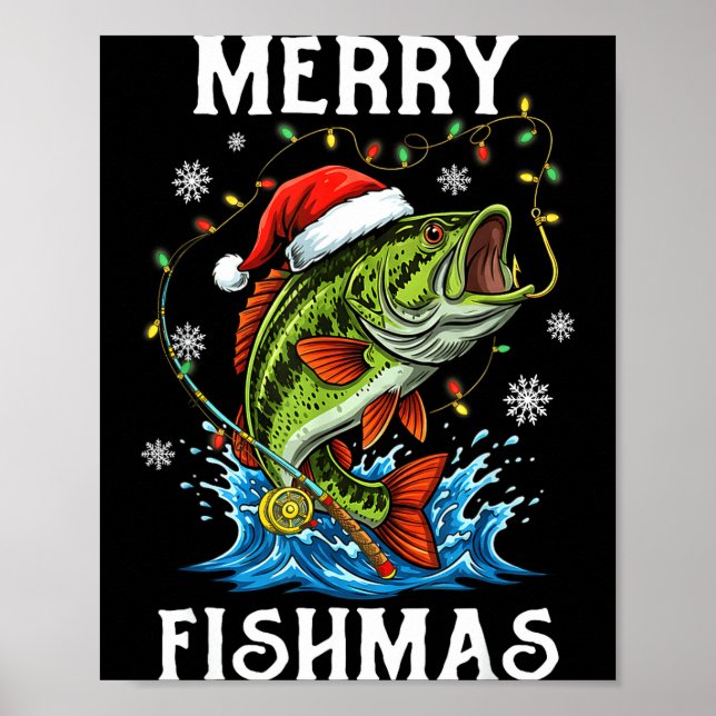 Merry Fishmas Santa Fishing Lovers Funny Fisherman Poster (Framsidan)