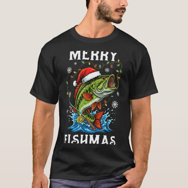 Merry Fishmas Santa Fishing Lovers Funny Fisherman T Shirt (Framsida)