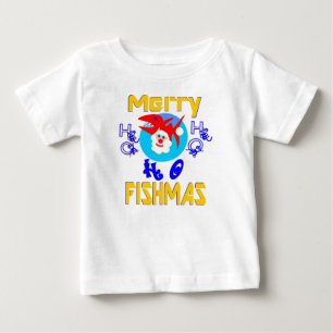 ♫ ♥ Merry FishMas-SantaFish Småbarn Långärmad T ♥ Tee