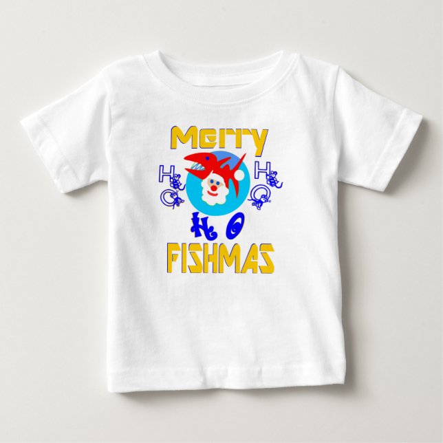 ♫ ♥ Merry FishMas-SantaFish Småbarn Långärmad T ♥  Tee (Framsida)