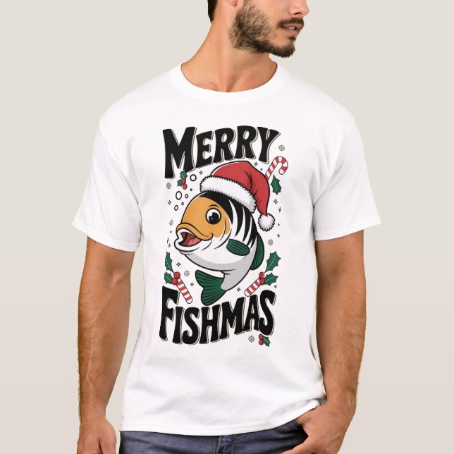 "Merry Fishmas T-Shirt - Lungfisk - Julfisk (Framsida)