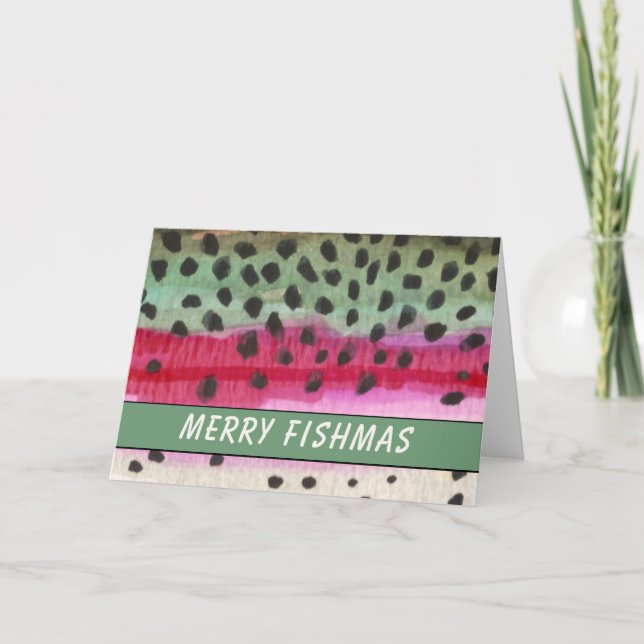 Merry Fishmas Trout Fishermans Helgkort (Framsida)