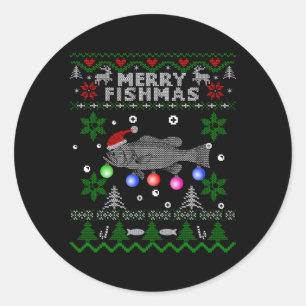 Merry Fishmas Ugly Fishing Large Mouth Bass Runt Klistermärke
