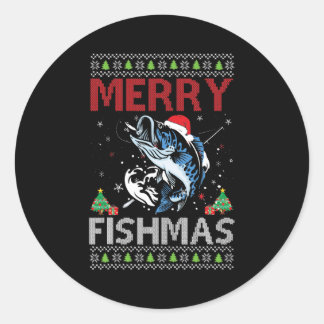 Merry Fishmas Ugly jul Fishing Gift Bass Runt Klistermärke