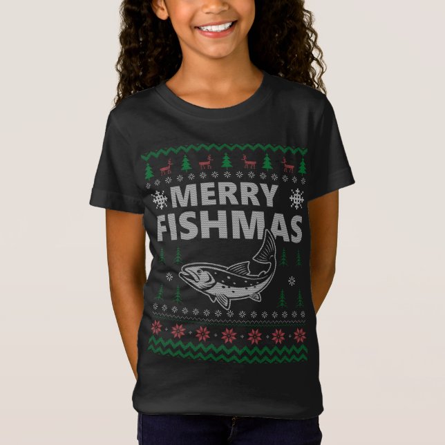 Merry Fishmas Ugly jul Pajama Costume Fishma T Shirt (Framsida)