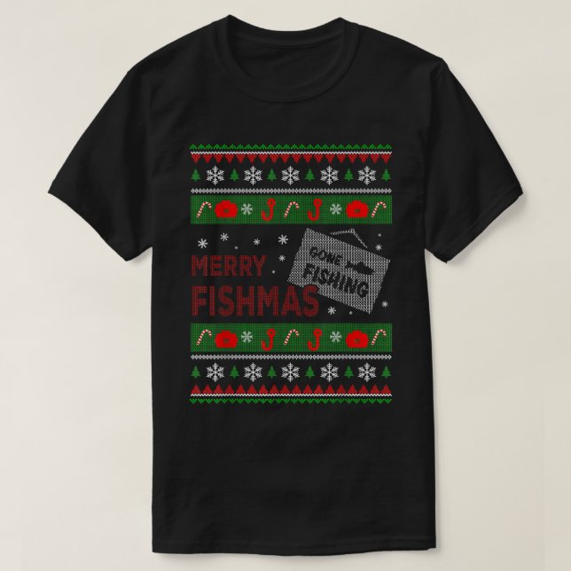 MERRY FISHMAS Ugly jul T Shirt (Design framsida)