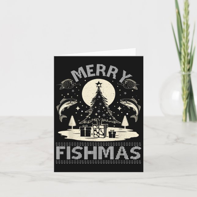 Merry Fishmas Ugly Julafton Sweater - Finny jul Kort (Framsida)