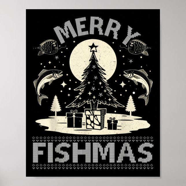 Merry Fishmas Ugly Julafton Sweater - Finny jul Poster (Framsidan)