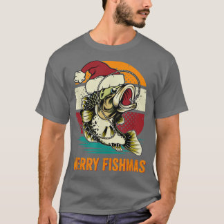 Merry Fishmas Ugly Sweater Fisherman Fishing Rod C T Shirt