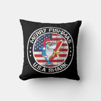 Merry Fishmas USA flagga Underbar White Shark Kudde