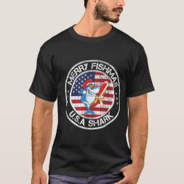 Merry Fishmas USA flagga Underbar White Shark T Shirt