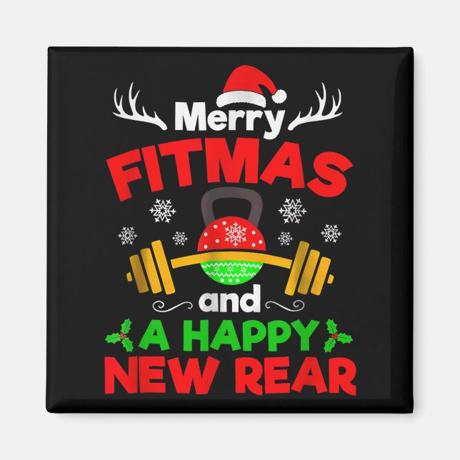 Merry Fitmas And A Happy New Year  Magnet (Framsidan)