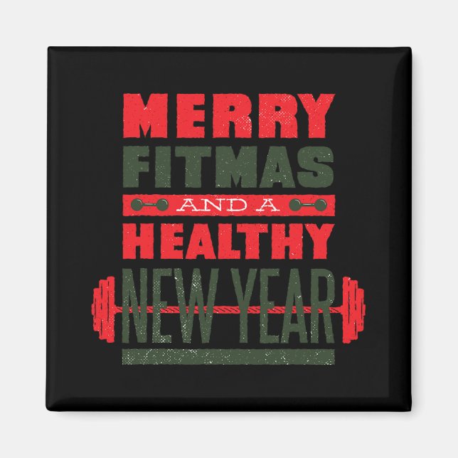 Merry Fitmas And Happy New Rear Fitness Funny Xmas Magnet (Framsidan)
