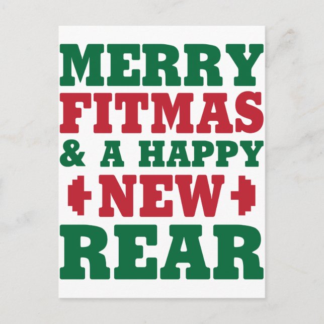 Merry Fitmas Helg Vykort (Framsida)