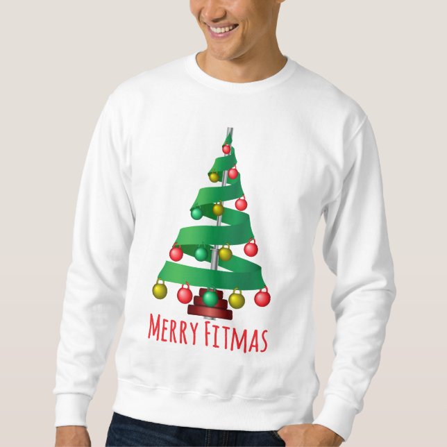 Merry Fitmas Lång Ärmad Tröja (Framsida)
