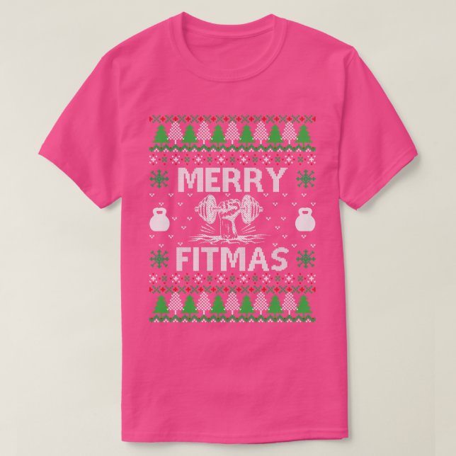 Merry Fitmas och A Lycklig New Rear Julafton Worko T Shirt (Design framsida)