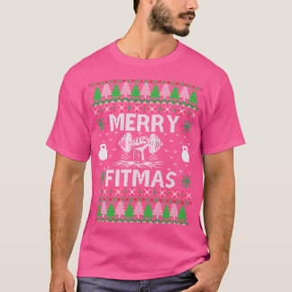 Merry Fitmas och A Lycklig New Rear Julafton Worko T Shirt
