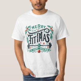 Merry Fitmas och A Lycklig New Rear Julfonen T Shirt