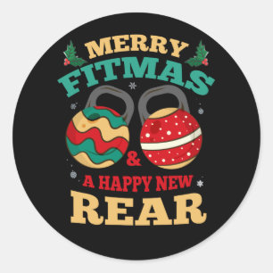 Merry Fitmas och en Lycklig New Rear Gym Fitness Runt Klistermärke