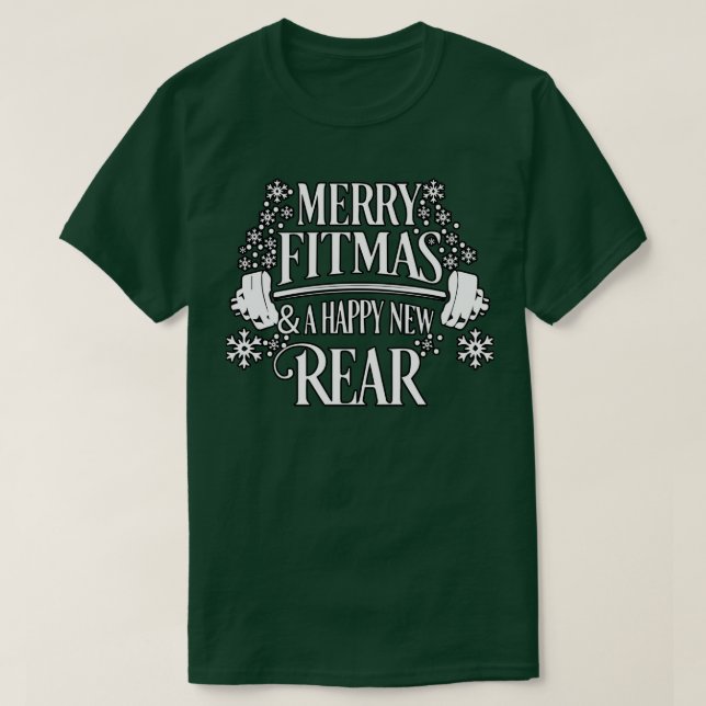 merry fitmas och en ny bakre Merry Fitmas-stämpel  T Shirt (Design framsida)