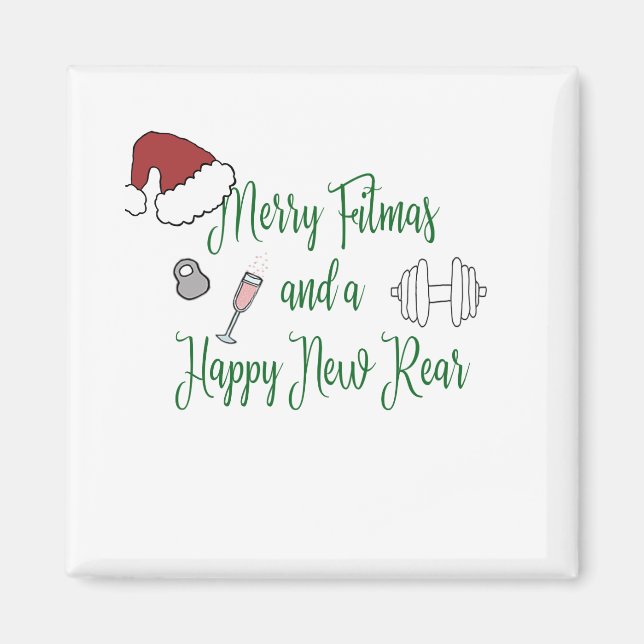 Merry Fitmas och Lycklig New Rear Magnet (Framsidan)