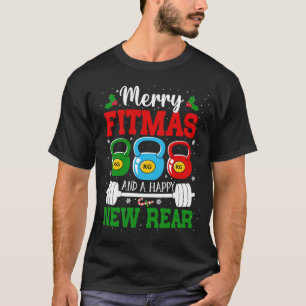 Merry Fitmas och Lycklig New Rear Workout Christma T Shirt
