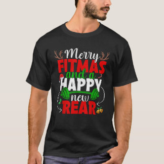 Merry Fitmas och Lycklig nyårsdräktighet för bakår T Shirt