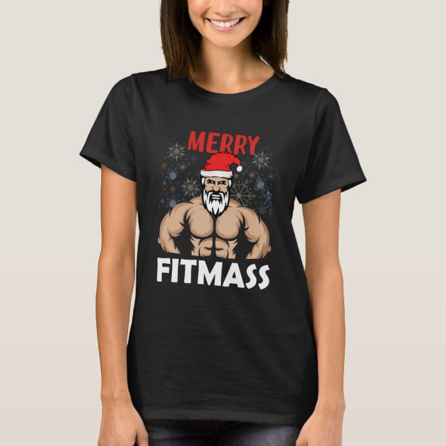 Merry Fitmas Santa Training Apparel T Shirt (Framsida)