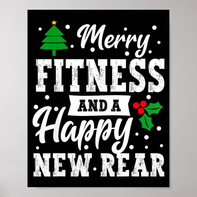 Merry Fitness Happy New Rear Workout Christmas Gym Poster (Framsidan)