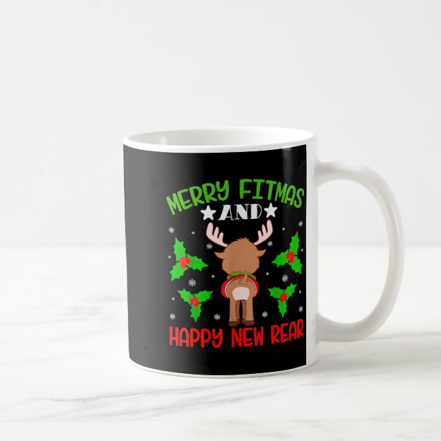 Merry Fitness Happy New Rear Workout Christmas  Kaffemugg (Höger)
