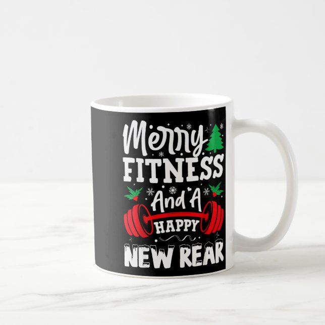 Merry Fitness Happy New Rear Workout Christmas  Kaffemugg (Höger)