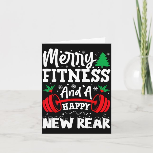 Merry Fitness Happy New Rear Workout Christmas  Kort (Framsida)