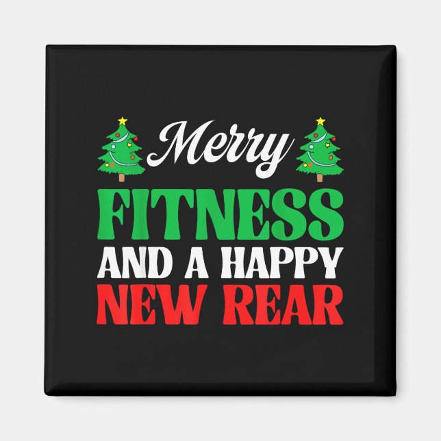 Merry Fitness Happy New Rear Workout Christmas  Magnet (Framsidan)