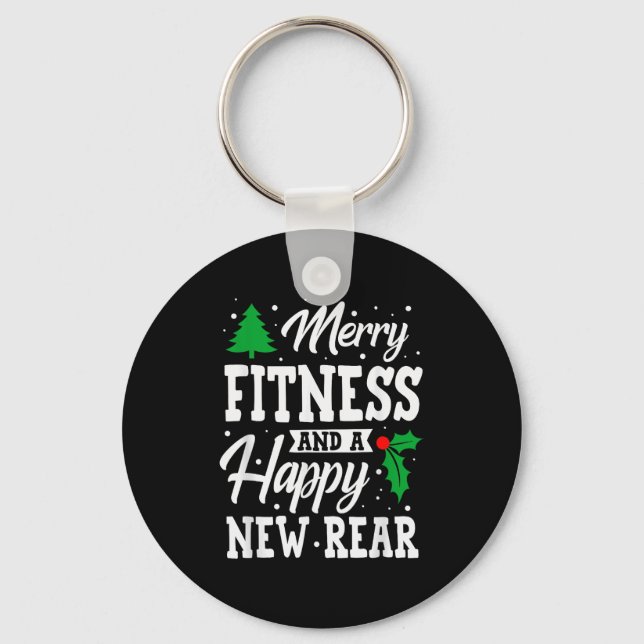 Merry Fitness Happy New Rear Workout Christmas  Nyckelring (Framsida)