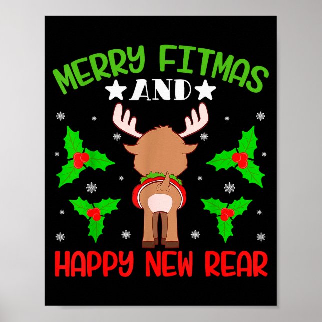 Merry Fitness Happy New Rear Workout Christmas  Poster (Framsidan)