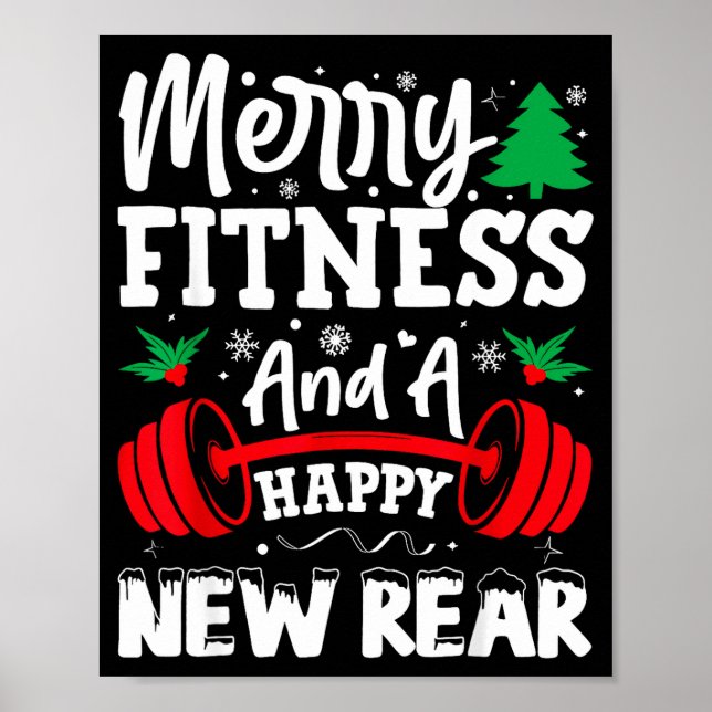 Merry Fitness Happy New Rear Workout Christmas  Poster (Framsidan)