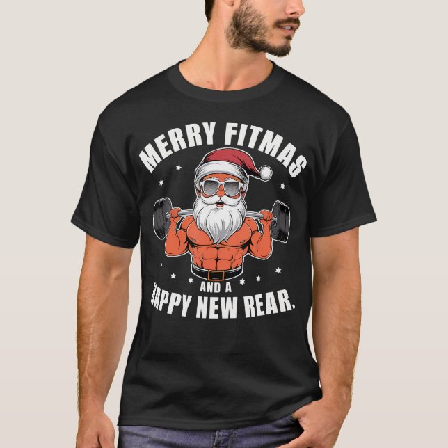 Merry Fitness Lycklig New Rear Workout - julklapp T Shirt (Framsida)