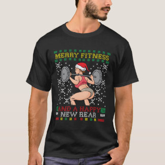 Merry Fitness och Lycklig New Bakar Miss Santa Ugl T Shirt
