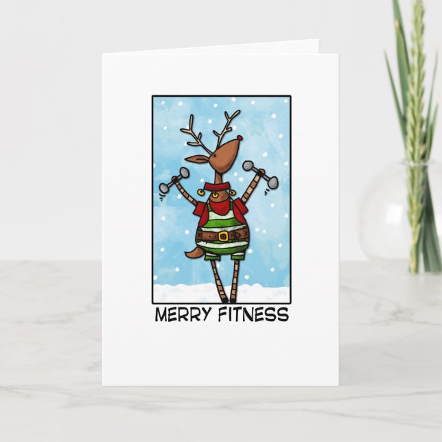 Merry Fitness Reindeer Helgkort (Framsida)