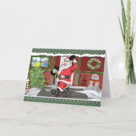 Merry Fitness Santa Dumbells Blank Helgdag Card Helgkort