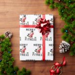 Merry Fitness Santa Weightlyftning Wrapping Papper Presentpapper<br><div class="desc">Fjädringsvikter som är pappra.</div>