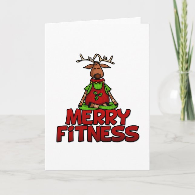 Merry Fitness - Yoga - Reindeer in Lotus Posture Helgkort (Framsida)