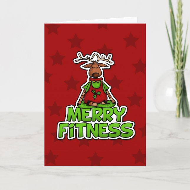 Merry Fitness - Yoga - Reindeer in Lotus Posture Helgkort (Framsida)