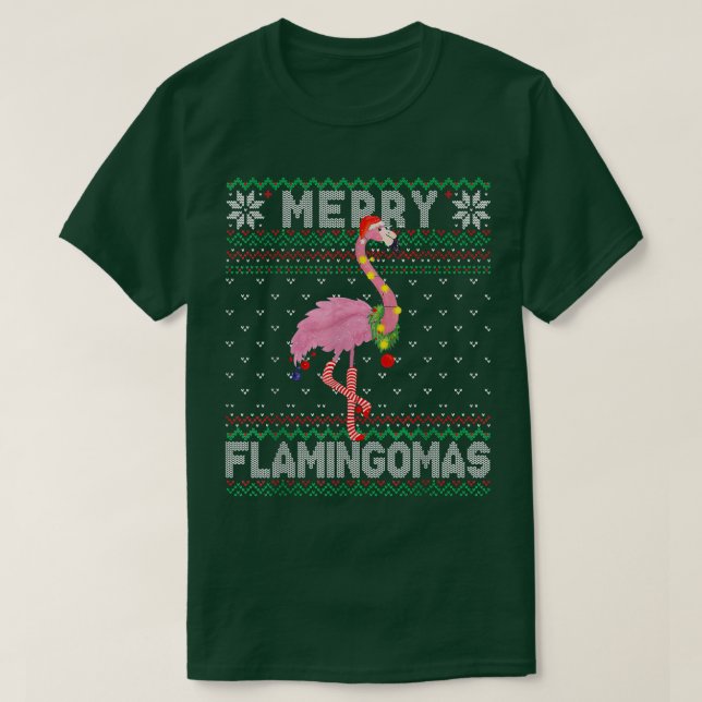 Merry Flamingomas Lycklig jul Helgdag Flamingo T Shirt (Design framsida)