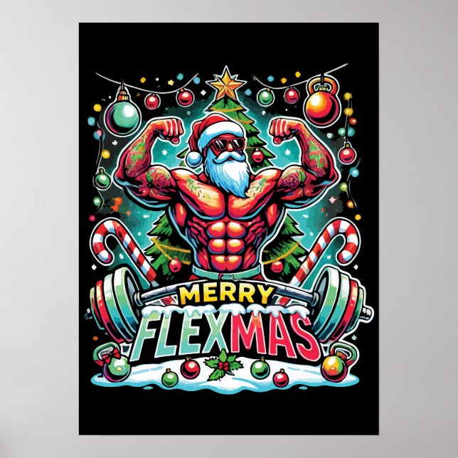 Merry Flexmas - Muscular Santa Julgym Poster (Framsidan)