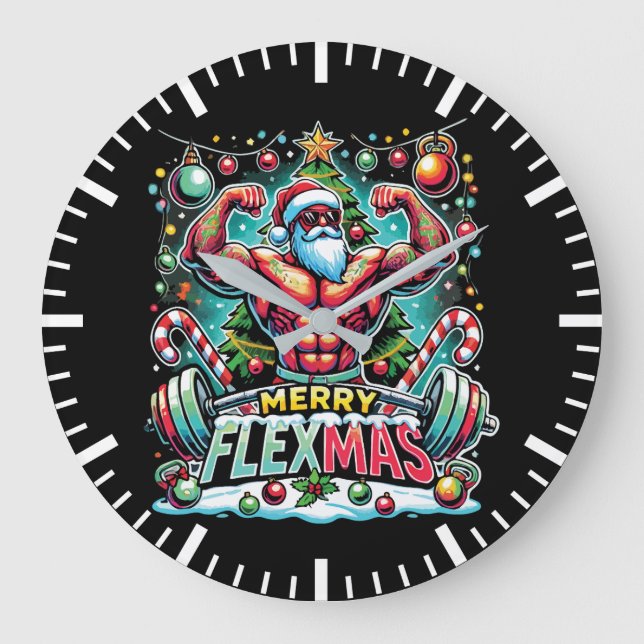 Merry Flexmas - Muscular Santa Julgym Stor Klocka (Framsida)